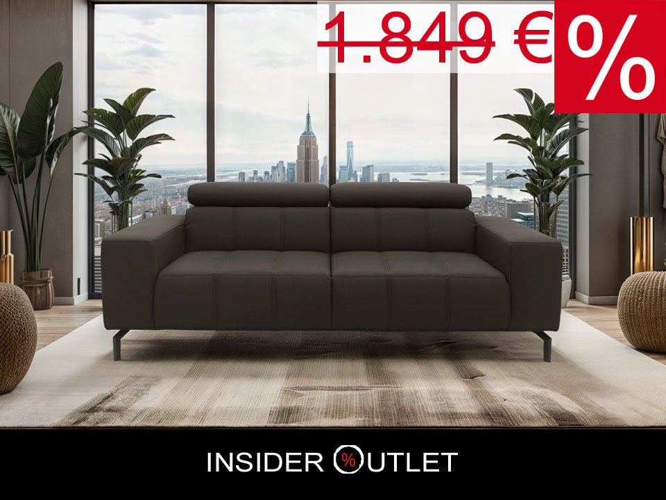 Sofa Couch Dunkelbraun Kunstleder Kopfteilverstellung Cunelli 3-Sitzer, Skandi Design sofort verfügbar.