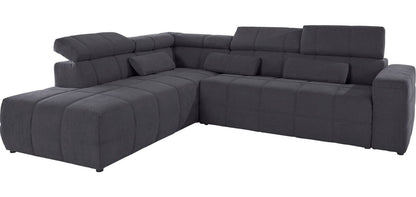 Ecksofa Grau Brandon mit Sitztiefenverstellung in Microfaser, Couch.