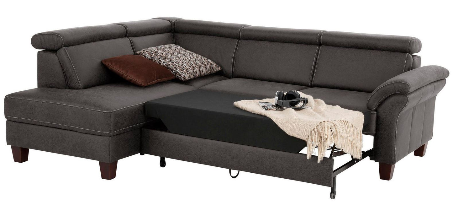 Ecksofa 245x194cm Grau Schlaffunktion Bettkasten Federkern B-Ware