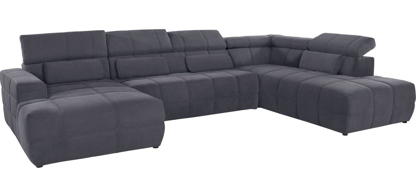Wohnlandschaft Grau Brandon mit Microfaser weich U-Form, Sofa, Couch Grau online bestellen.