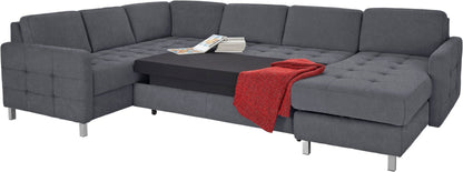 Wohnlandschaft Pablo 292 cm mit Schlaffunktion und Bettkasten in Luxus-Microfaser Grau Sofa B-Ware (Kopie)
