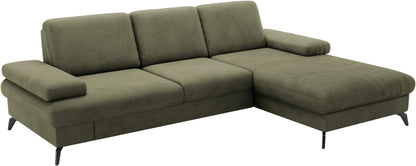 Ecksofa 247x171cm Cord Olive Grün Schlaffunktion PUR-Schaum Skandi Design B-Ware OTR