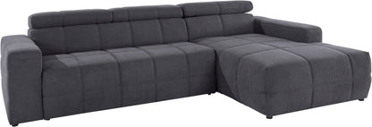 Ecksofa Brandon, in Grau Luxus Microfaser mit Sitztiefenverstellung