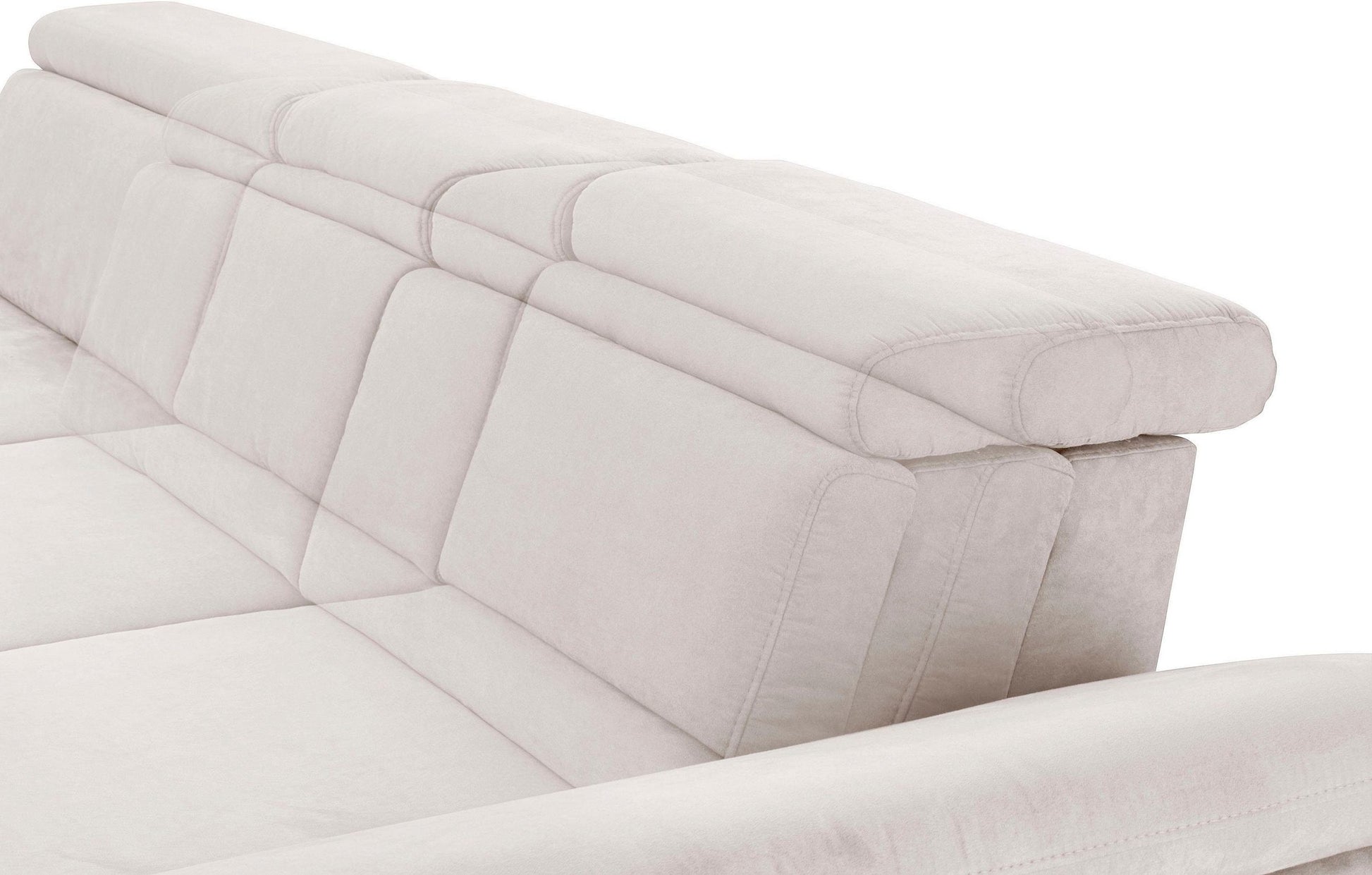 Ecksofa Beige mit Federkern und Sitztiefenverstellung in Luxus-Microfaser, Skandi Design Couch Scorpio.