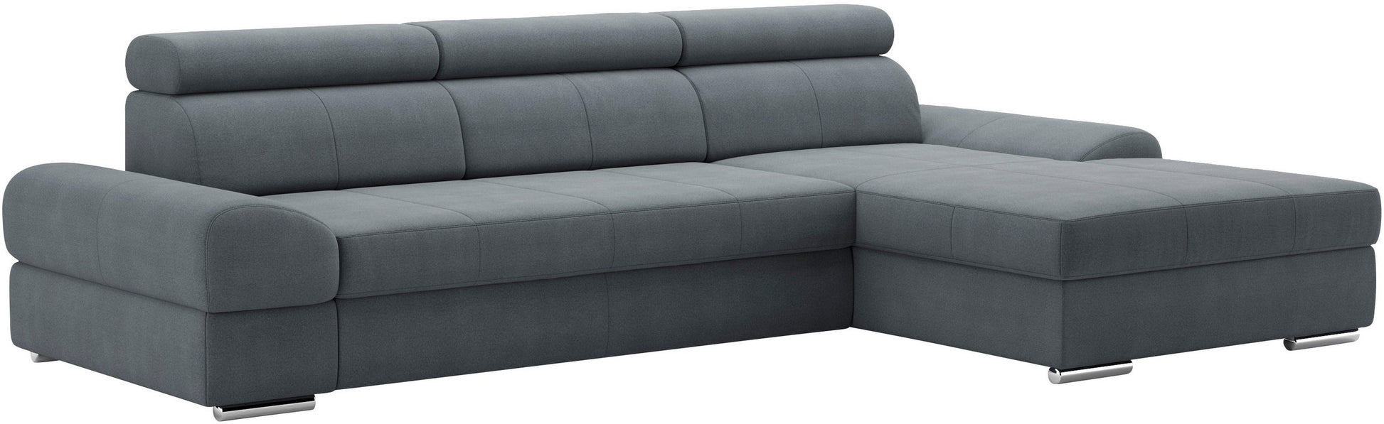 Kleines Ecksofa Grau mit Schlaffunktion und Kopfteilverstellung in Luxus-Microfaser, jetzt Couch Broadway reduziert im Angebot bestellen.