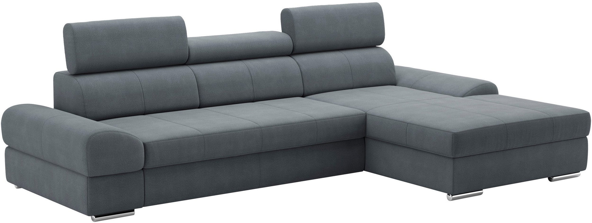 Kleines Ecksofa Grau mit Schlaffunktion und Kopfteilverstellung in Luxus-Microfaser, jetzt Couch Broadway reduziert im Angebot bestellen.