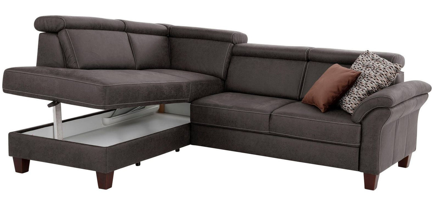 Ecksofa 245x194cm Grau Schlaffunktion Bettkasten Federkern B-Ware