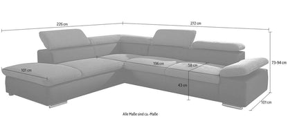 Ecksofa Grau Schwarz Microfaser Couch Valentine online kaufen.