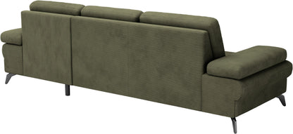 Ecksofa 247x171cm Cord Olive Grün Schlaffunktion PUR-Schaum Skandi Design B-Ware OTR