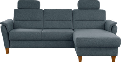 Kleines Ecksofa Grau Blau mit Schlaffunktion, Bettkasten und Federkern Couch Palmera jetzt reduziert im Angebot kaufen.