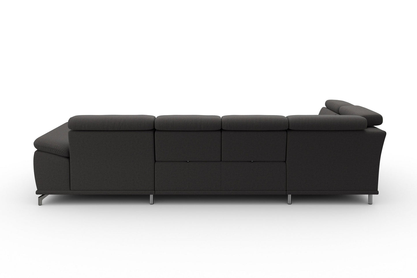 Wohnlandschaft Grau mit Federkern, Sitztiefen- und Kopfteilverstellung im Luxus-Microfaserbezug, U-Form Cabrio jetzt reduziert im Angebot bestellen.