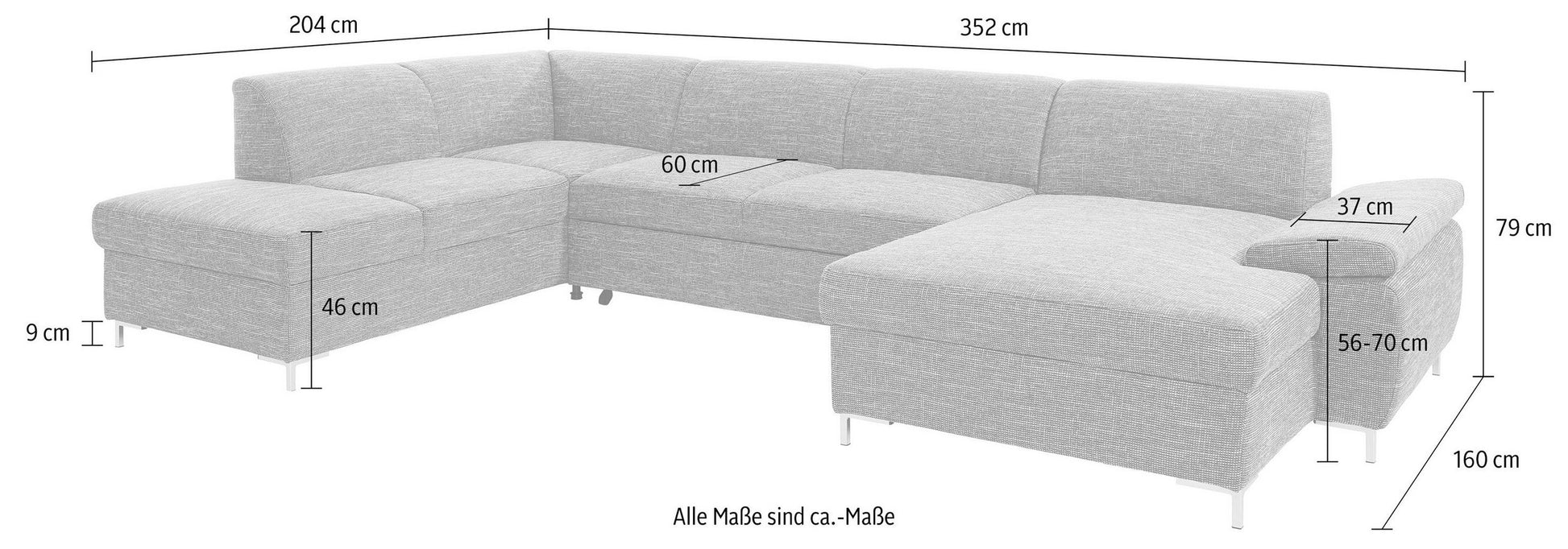 Wohnlandschaft Anthrazit Grau mit Schlaffunktion in Übelänge in Microfaser, U-Form Santana jetzt reduziert im Angebot online bestellen.