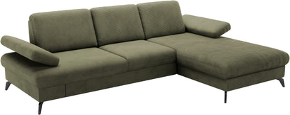 Ecksofa 247x171cm Cord Olive Grün Schlaffunktion PUR-Schaum Skandi Design B-Ware OTR
