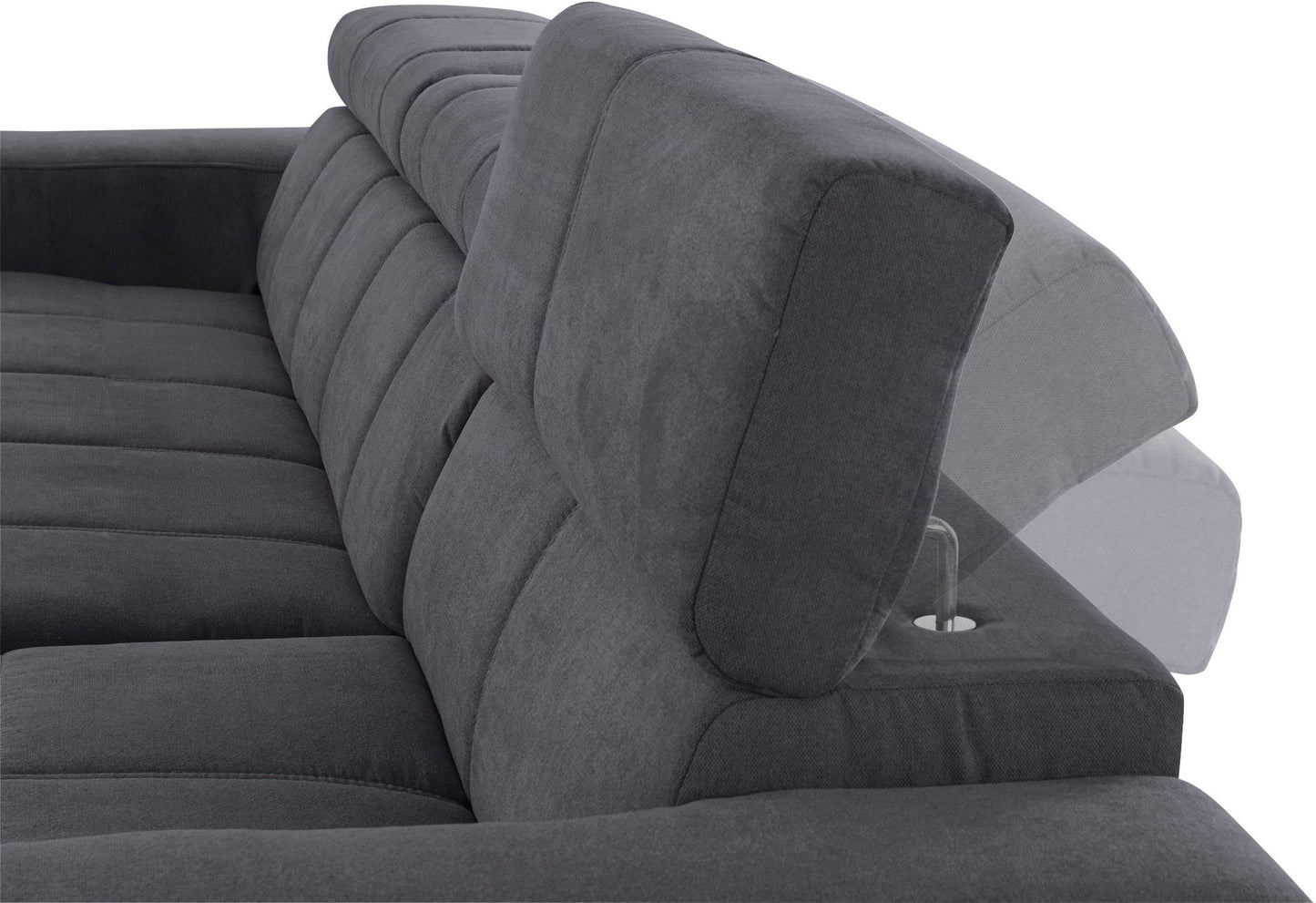 Ecksofa Brandon, in Grau Luxus Microfaser mit Sitztiefenverstellung