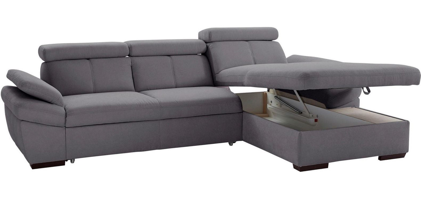 Ecksofa 280x170 cm Grau Luxus-Microfaser Bettfunktion B-Ware