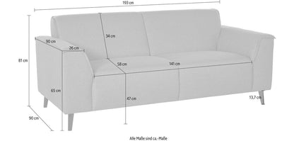 2,5 Sitzer ❤ 193x90cm Gelb Senf Sofa Couch Federkern B-Ware