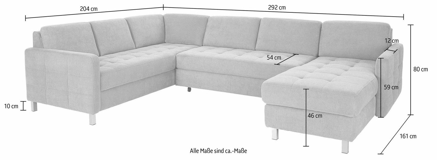 Wohnlandschaft Pablo 292 cm mit Schlaffunktion und Bettkasten in Luxus-Microfaser Grau Sofa B-Ware (Kopie)
