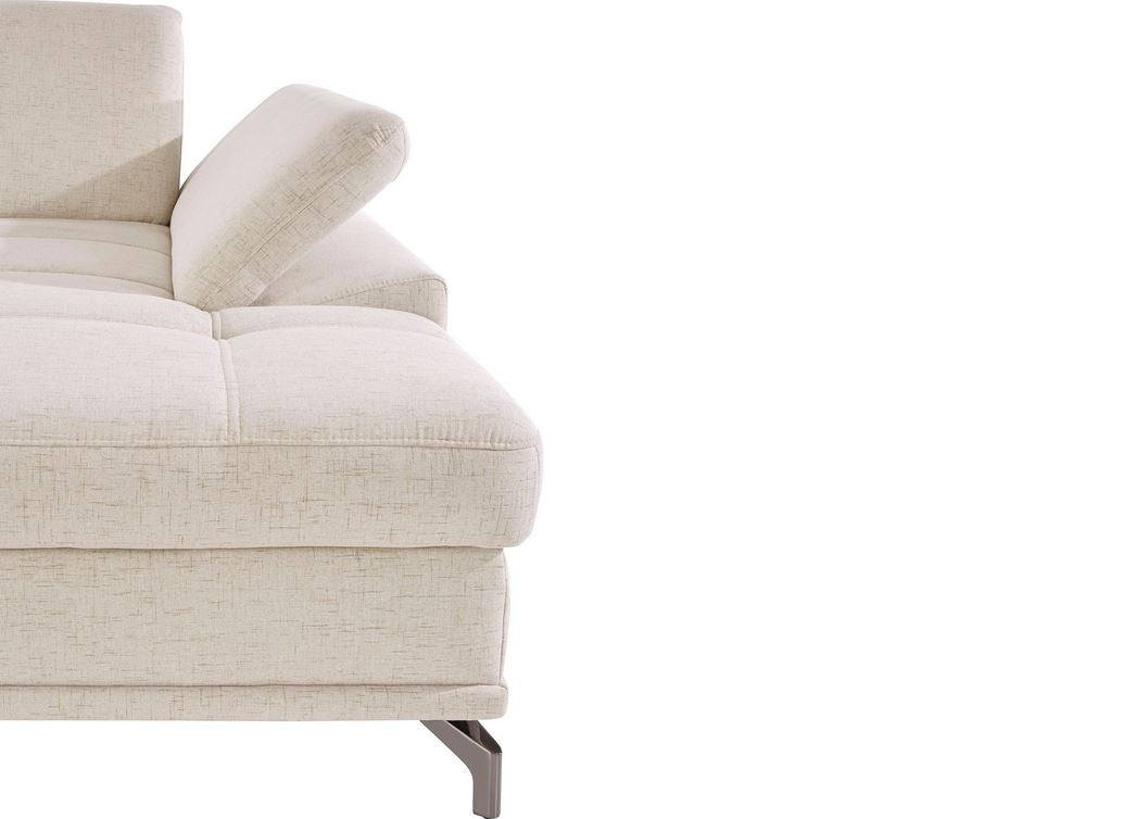 Ecksofa in Creme Beige mit Federkern, Sitztiefenverstellung, Sofa Costello reduziert.