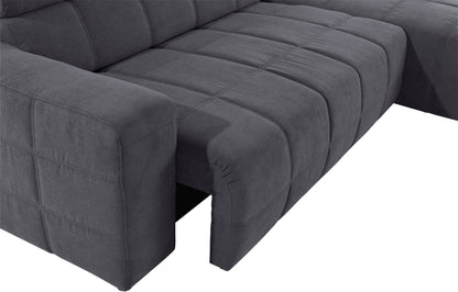 Ecksofa Brandon, in Grau Luxus Microfaser mit Sitztiefenverstellung