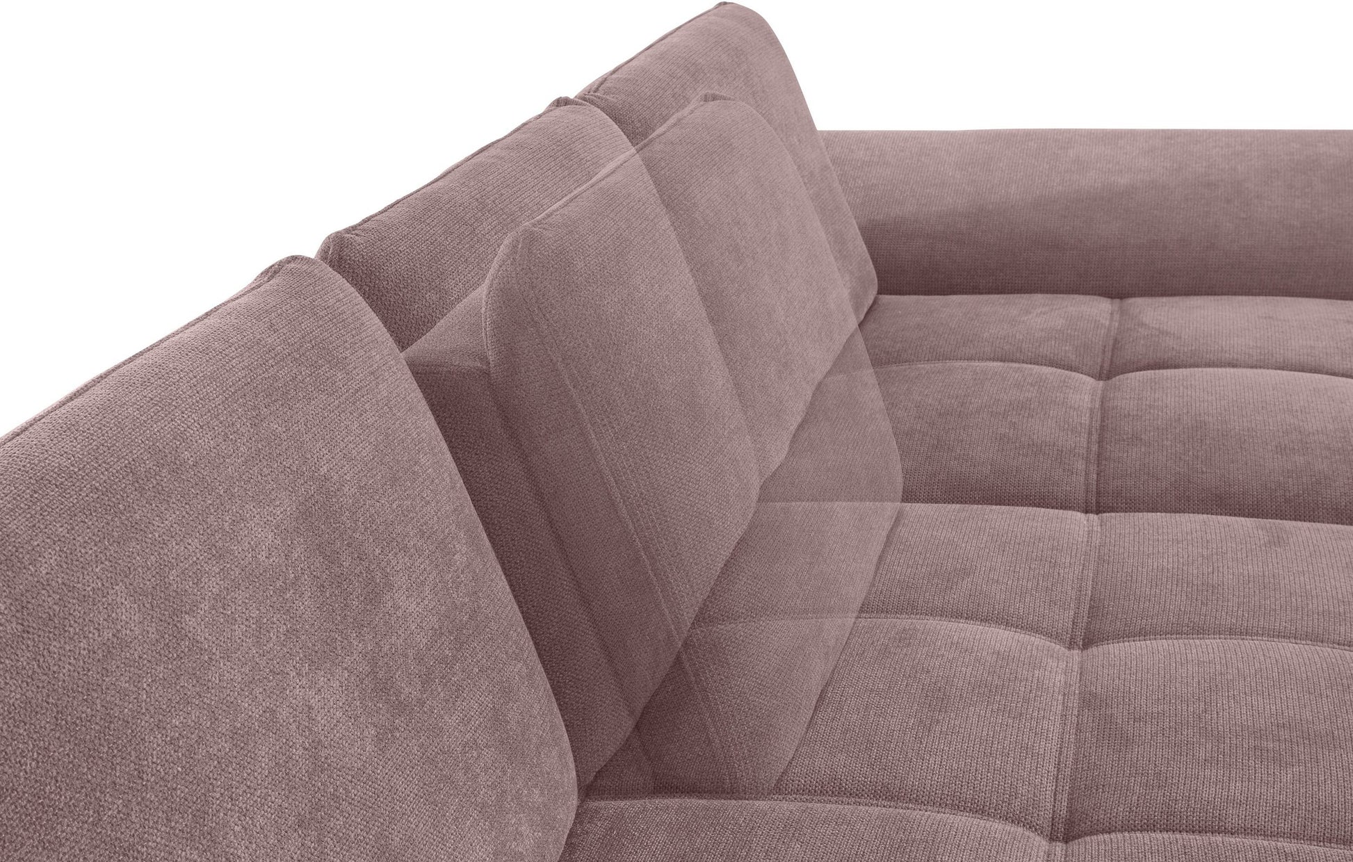 Ecksofa in Rosa Flieder mit Schlaffunktion, Bettkasten und Federkern, Sofa Costello Couch, rose.