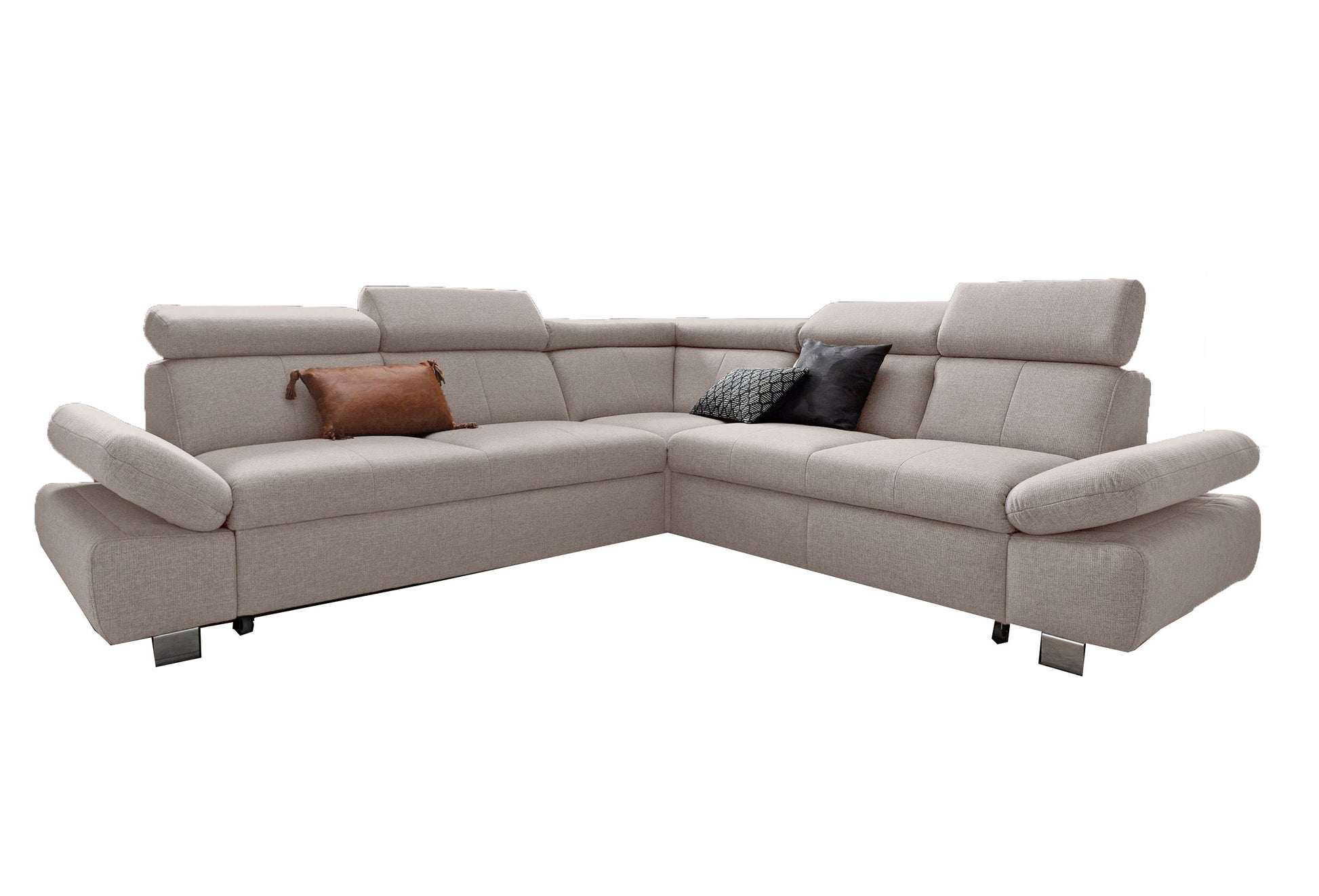 Ecksofa Happy in hellbeige, beige mit Schlaffunktion und Bettkasten online bestellen.