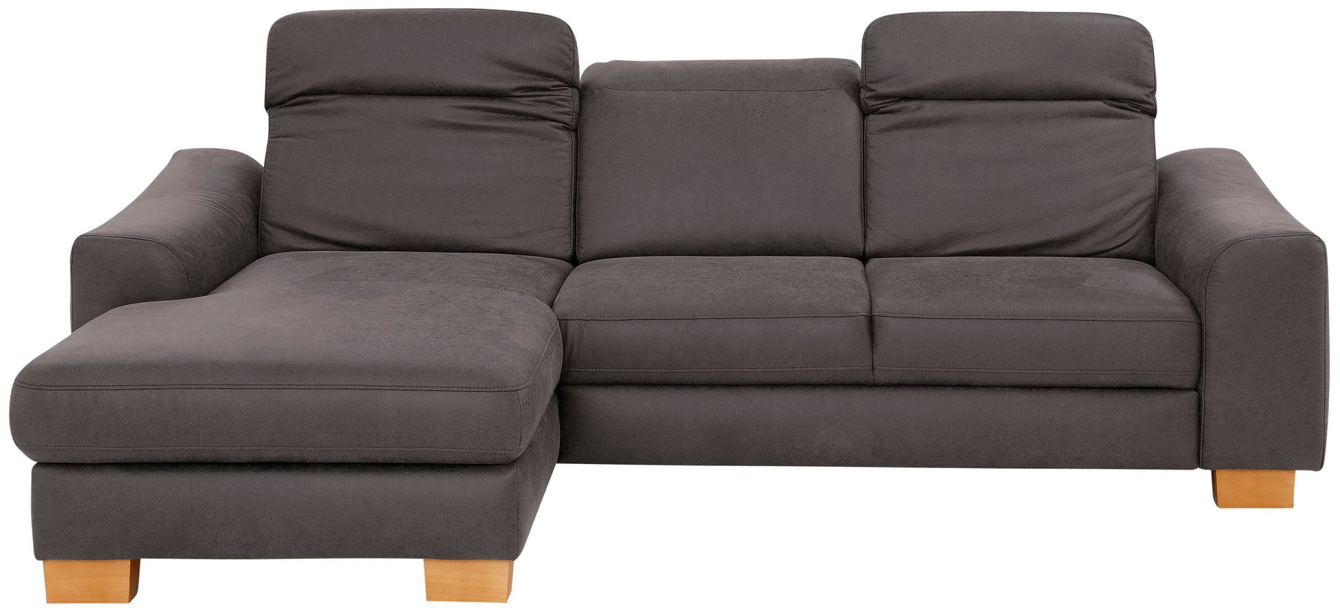 Ecksofa in braun mit schlaffunktion, federkern, lederoptik, dundee