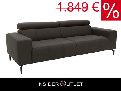 Sofa Couch Dunkelbraun Kunstleder Cunelli 3-Sitzer, Skandi Design.