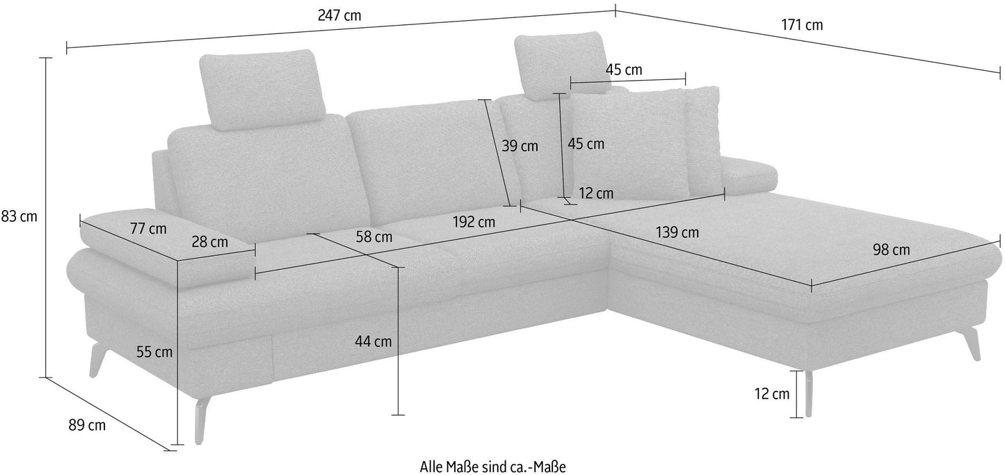 Ecksofa 247x171cm Cord Olive Grün Schlaffunktion PUR-Schaum Skandi Design B-Ware OTR
