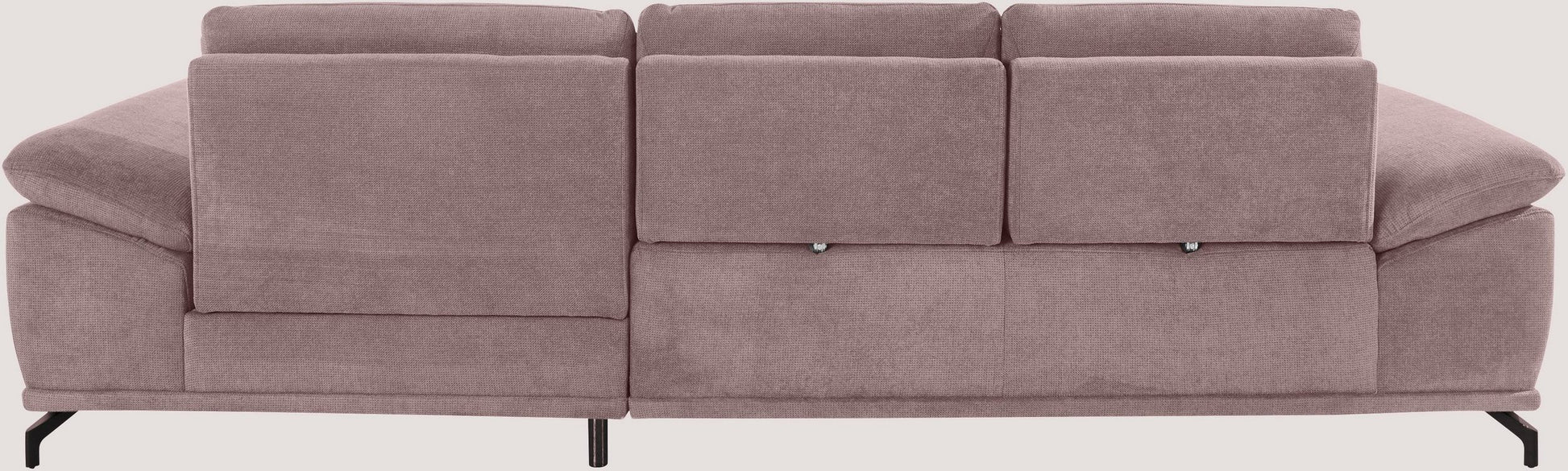 Ecksofa in Rosa Flieder mit Schlaffunktion, Bettkasten und Federkern, Sofa Costello Couch, rose.