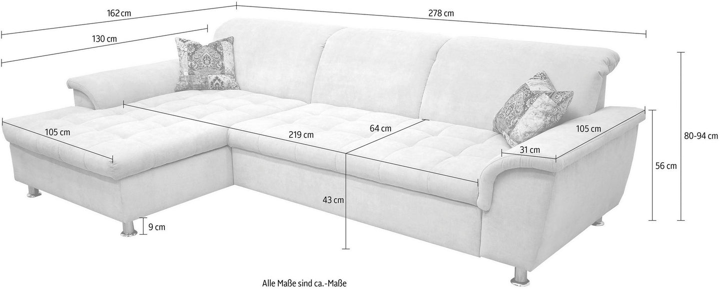 Ecksofa grau 278x162cm Schlaffunktion Bettkasten B-Ware