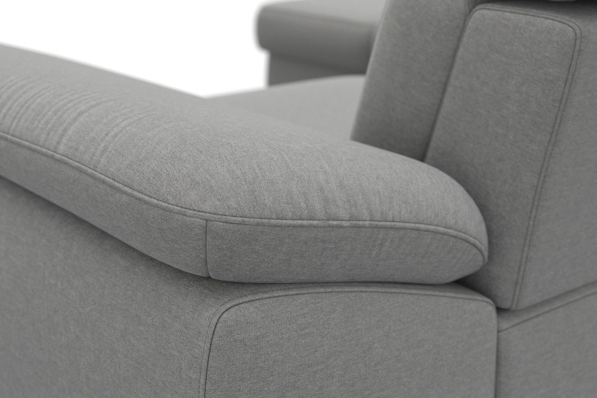 Ecksofa Cabrio in Grau mit Federkern, Sitztiefenverstellung in pflegeleichtem Luxus-Micrfaser Bezug, Couch online kaufen.