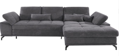 Ecksofa Grau mit Federkern, Sitztiefenverstellung und Armteilverstellung in Luxus-Microfaser Costello, jetzt reduziert im Angebot online bestellen.