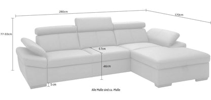 Ecksofa 280x170 cm Grau Luxus-Microfaser Bettfunktion B-Ware