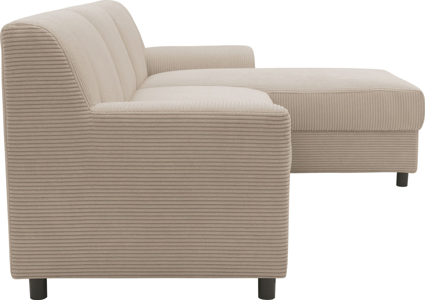 Kleines Ecksofa in Cord Beige mit Federkern, Couch Turah.