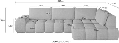 Mega Big Ecksofa in Creme Beige Wolkensofa Cloud, Couch Azita.