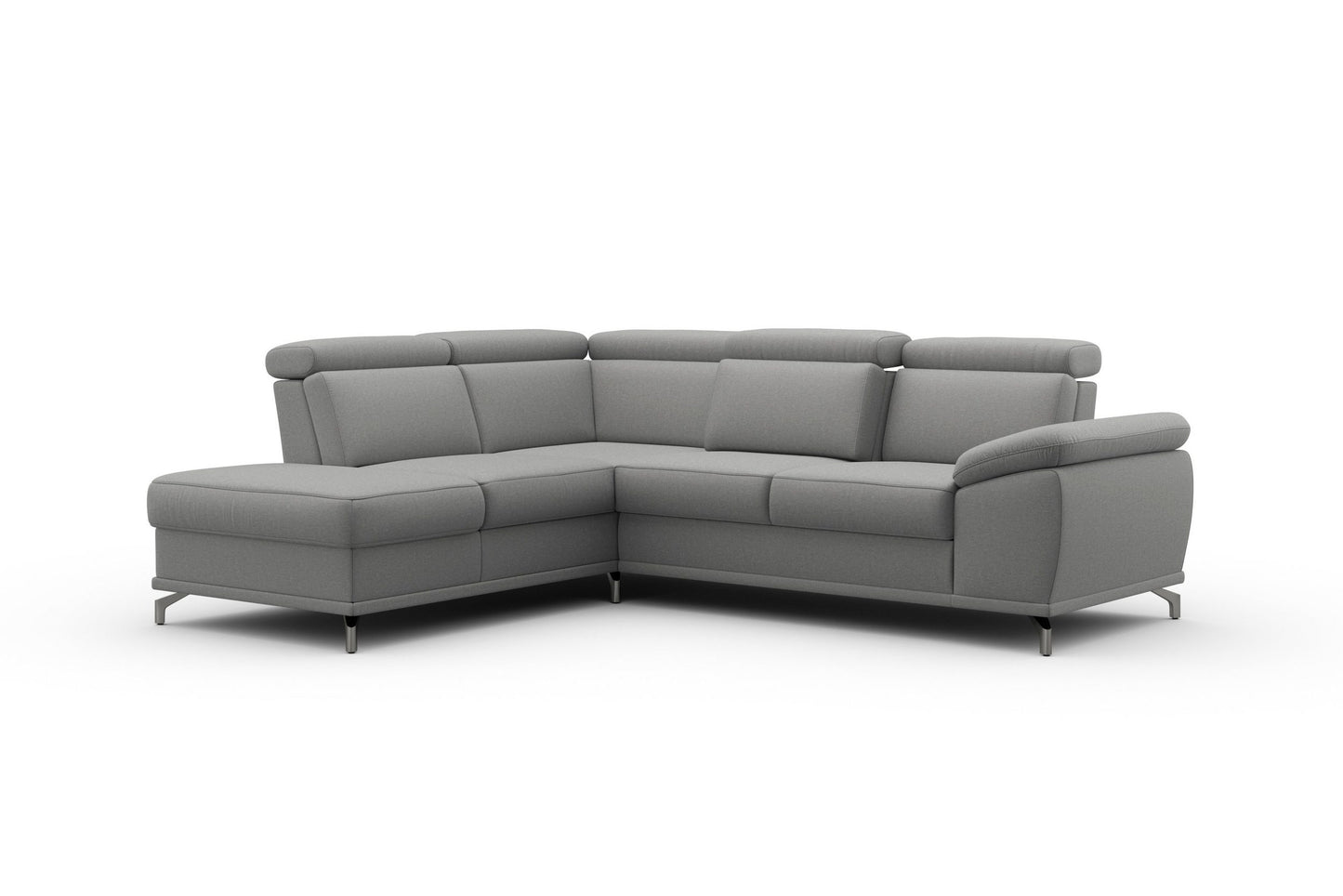 Ecksofa Cabrio in Grau mit Federkern, Sitztiefenverstellung in pflegeleichtem Luxus-Micrfaser Bezug, Couch reduziert kaufen.