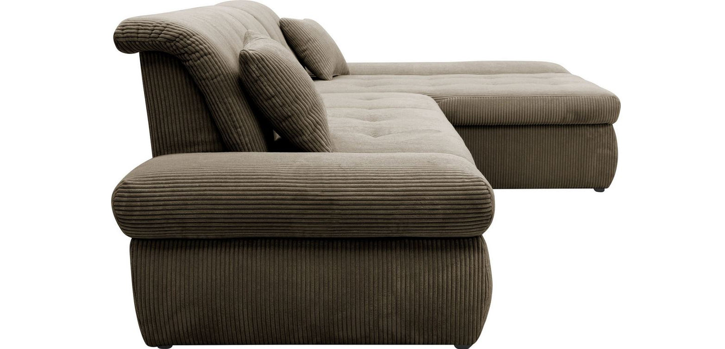 Ecksofa Moric Dunkelbeige, Schlamm, Taupe Cordsofa sofort verfügbar.