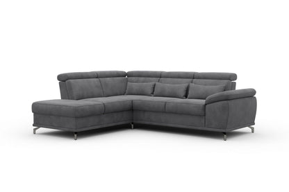 Ecksofa Grau mit Schlaffunktion, Bettkasten, Federkern, Sitztiefen- und Kopfteilverstellung im Luxus-Microfaser Bezug, Couch Cabrio jetzt online bestellen.