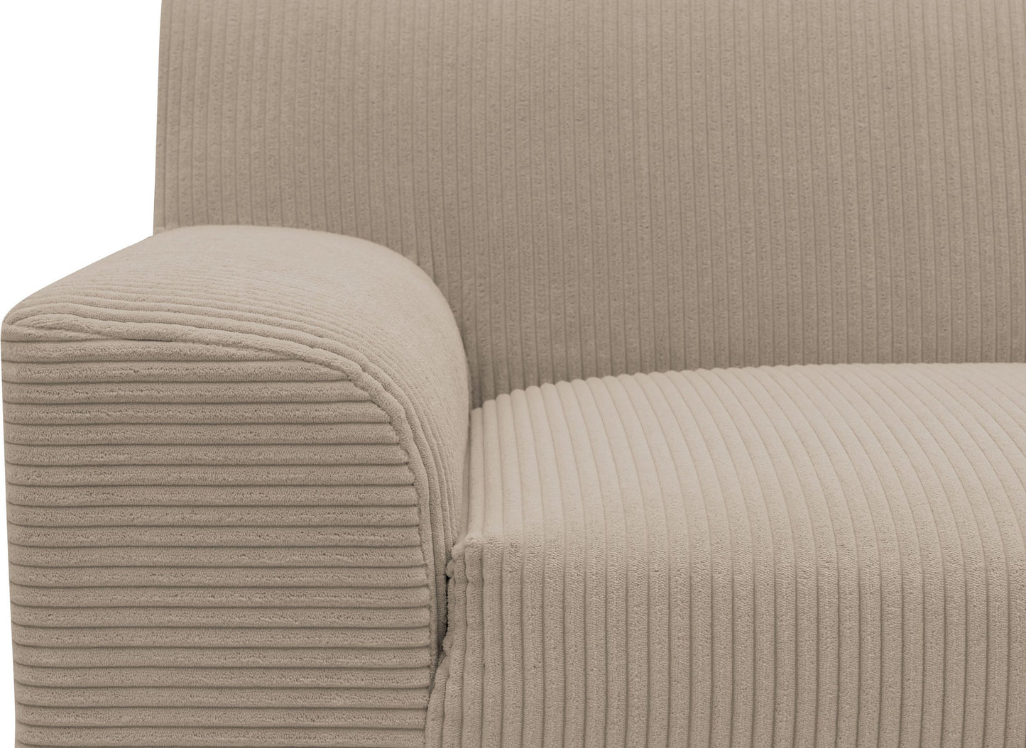 Kleines Ecksofa in Cord Beige mit Federkern, Couch Turah.