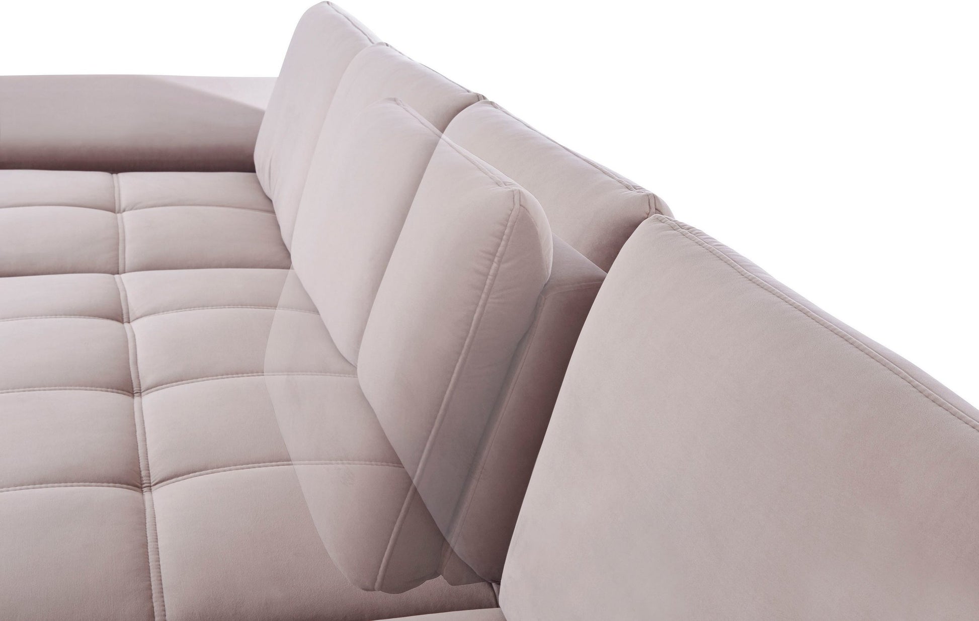 Wohnlandschaft Samt Beige mit Schlaffunktion, Bettkasten, Federkern und Sitztiefenverstellung im Skandi Design mit filgranen Füßen, SofalandschaftCostello.