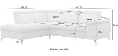 Ecksofa 274x230cm Schlaffunktion Bettkasten Grau Microfaser Federkern B-Ware