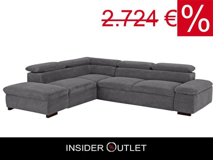 Ecksofa ★ 272x226cm Grau Anthrazit Schlaffunktion Flausch B-Ware