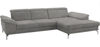 Ecksofa 311x181cm Federkern Grau Microfaser Hellgrau Lederoptik B-Ware