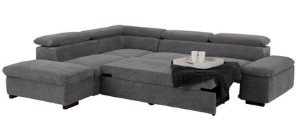 Ecksofa ★ 272x226cm Grau Anthrazit Schlaffunktion Flausch B-Ware