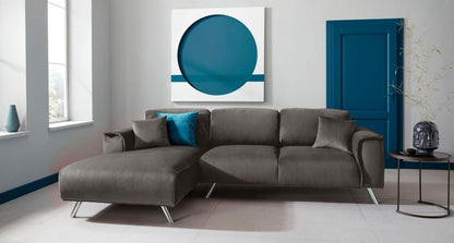 Ecksofa ❤ 276 x 169 cm Samt Grau Couch B-Ware