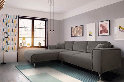 Ecksofa ❤ 276 x 169 cm Samt Grau Couch B-Ware