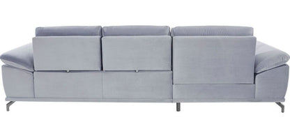 Ecksofa ❤ 301x176cm Samt Grau inkl. Schlaffunktion, Bettkasten, Federkern und Sitztiefenverstellung B-Ware - OTL