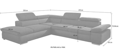 Ecksofa ★ 272x226cm Grau Anthrazit Schlaffunktion Flausch B-Ware