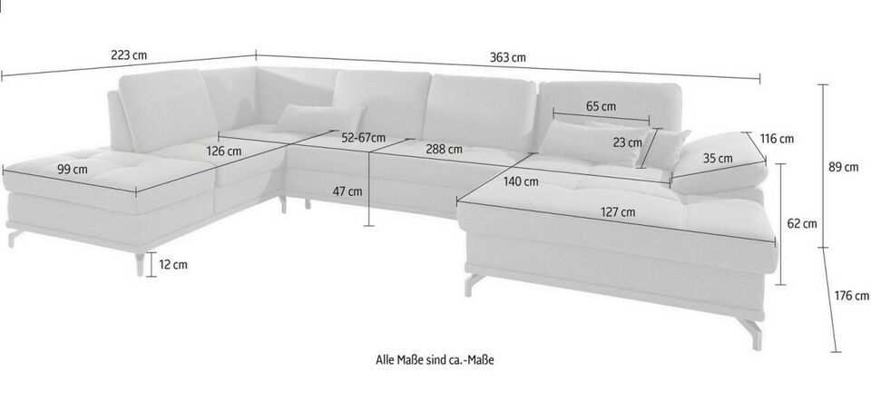 Wohnlandschaft in Samt Beige mit Schlaffunktion, Bettkasten, Federkern und Sitztiefenverstellung Costello.